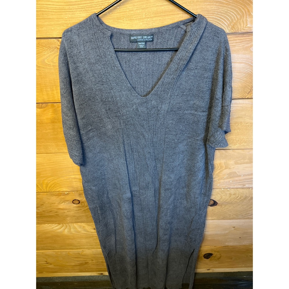 BAREFOOT DREAMS CozyChic Ultra Lite Knit Tunic Dress Gray One Size Soft Comfy